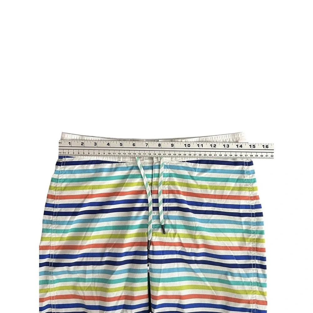 J Crew Crewcuts Boys Swim Trunks Shorts Rainbow Striped Mesh Lined Size 14 Beach